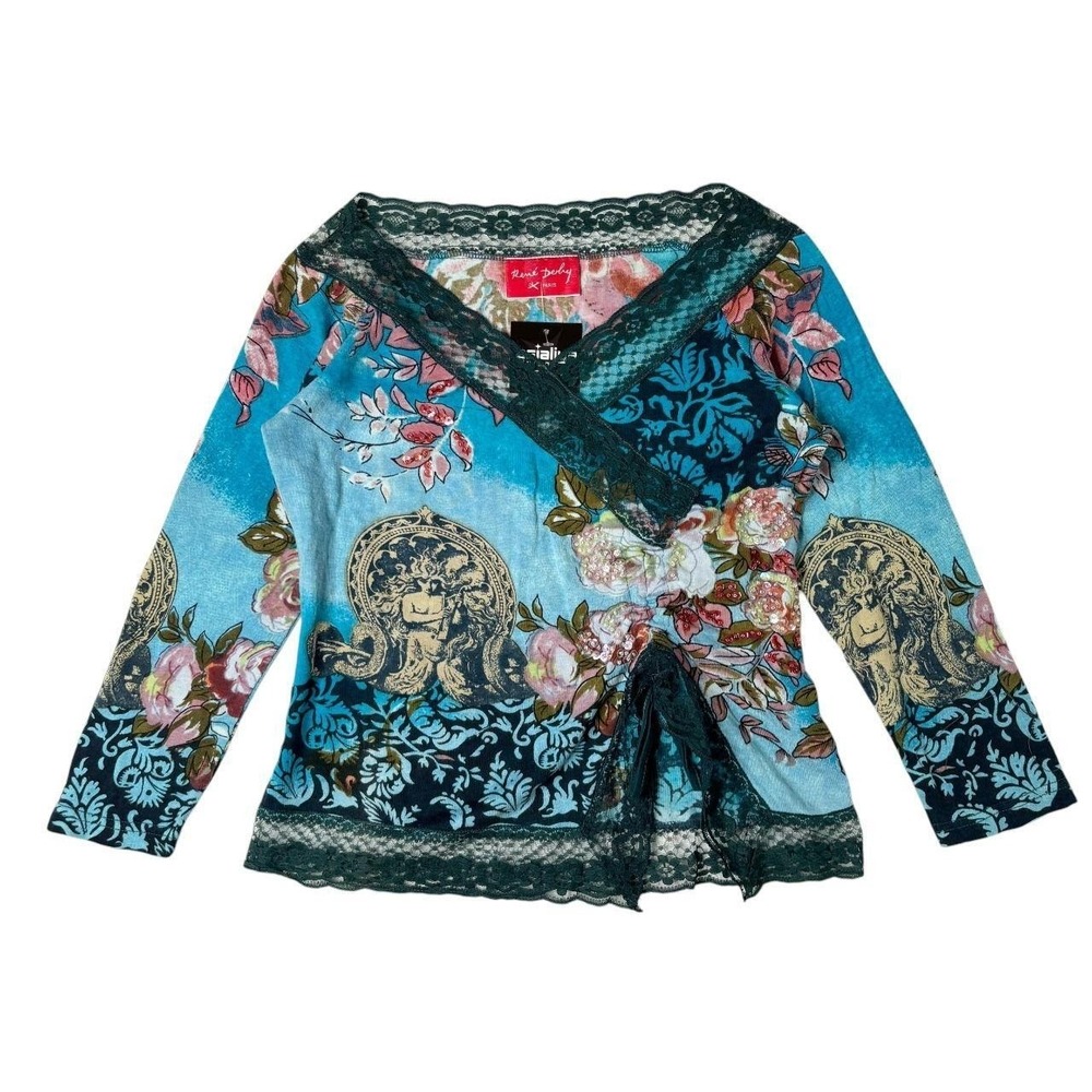 Rene Derhy Paris beaded graphic blouse